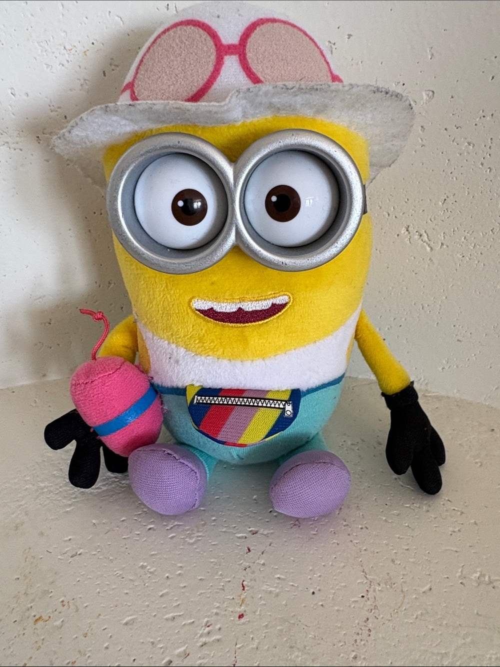 Universal Yellow Minion Plush with Pink and Purple Accessories